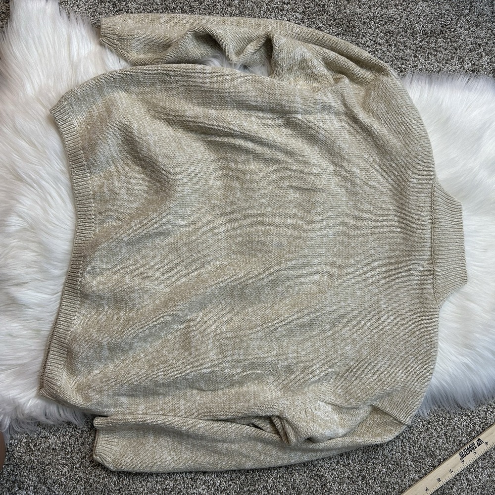 Dress Barn Womens Turtleneck Sweater Fall Leave Embellished Vintage Beige 18/20 - Picture 9 of 11